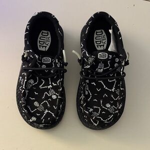 Hey Dude Kids Moccasins - Black with Skeleton Print